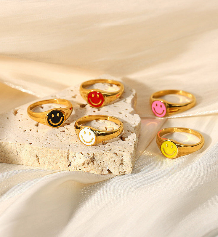 Smile Enamel Statement Ring