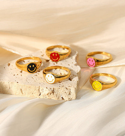 Smile Enamel Statement Ring