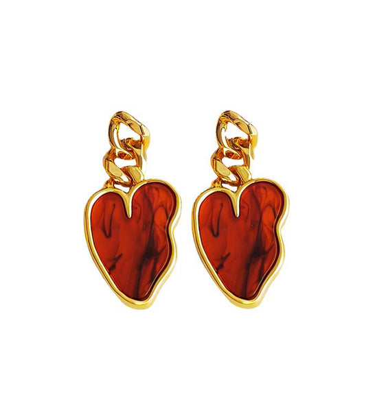 Amber Heart Earrings