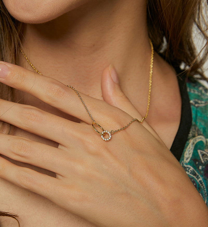 Duo Interlocking Rings Necklace
