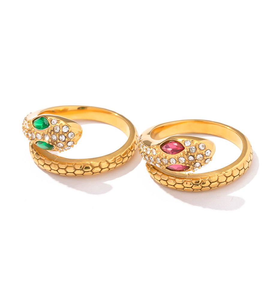 Cute Snake Gemstone Ring
