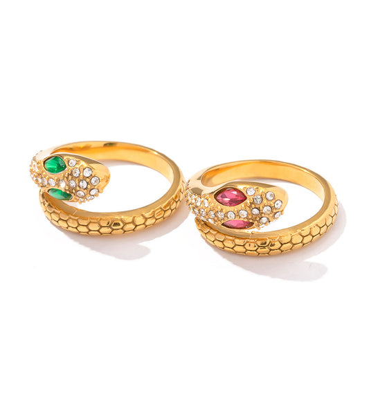 Cute Snake Gemstone Ring